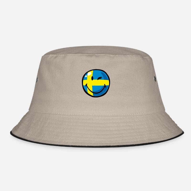 Smiley Flag Sweden - Bucket Hat - Khaki/Schwarz