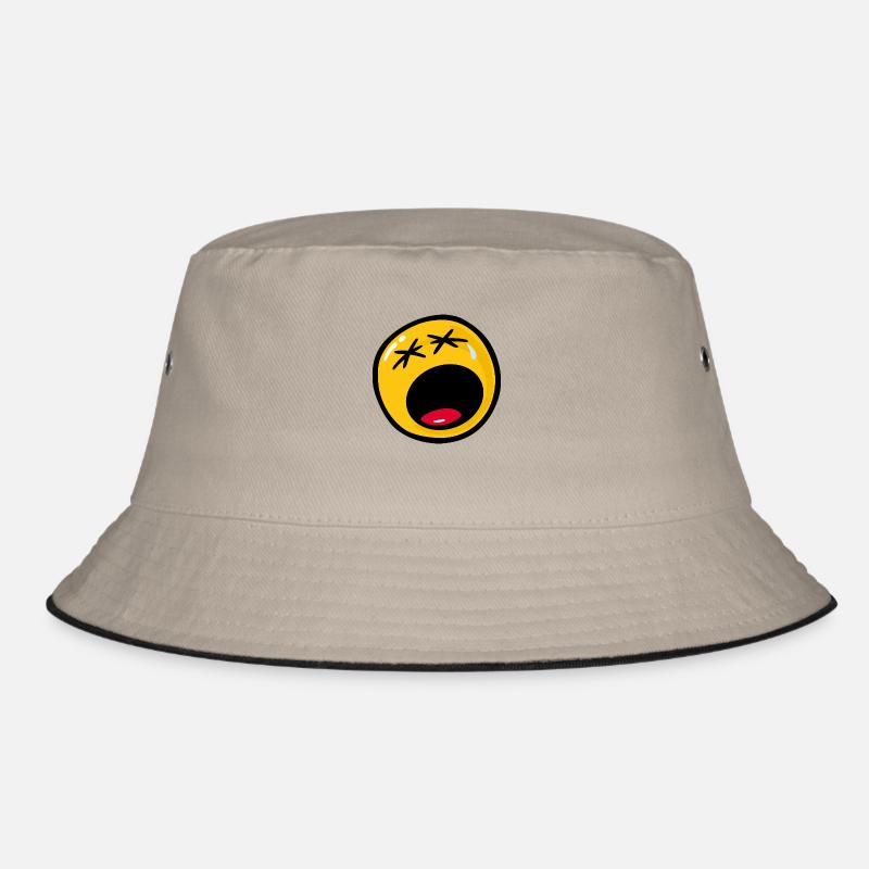 Smiley Sadness Miserable - Bucket Hat - Khaki/Schwarz