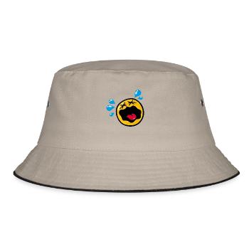 Smiley Sadness Hysteria - Bucket Hat - Khaki/Schwarz - Vorne