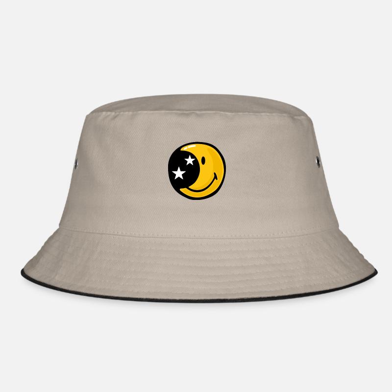 Smiley Moon Stars - Bucket Hat - Khaki/Schwarz