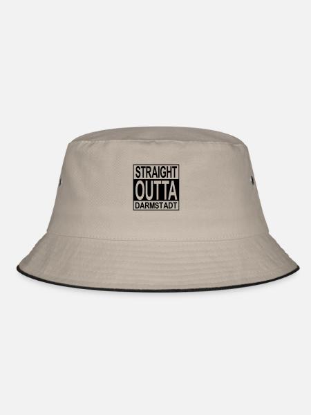 Straight outta Darmstadt - Bucket Hat - Khaki/Schwarz - Vorne