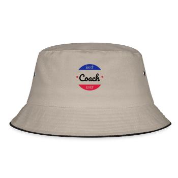 Coach / Coaching / Trainer / Sport - Bucket Hat - Khaki/Schwarz - Vorne