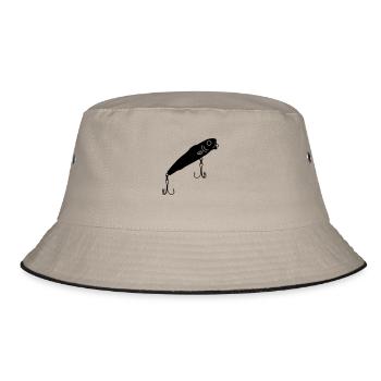 Fishing_bait_epc1 - Bucket Hat - khaki/black - Front
