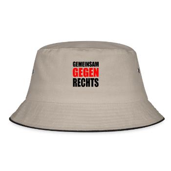 gemeinsam gegen rechts - Bucket Hat - Khaki/Schwarz - Vorne