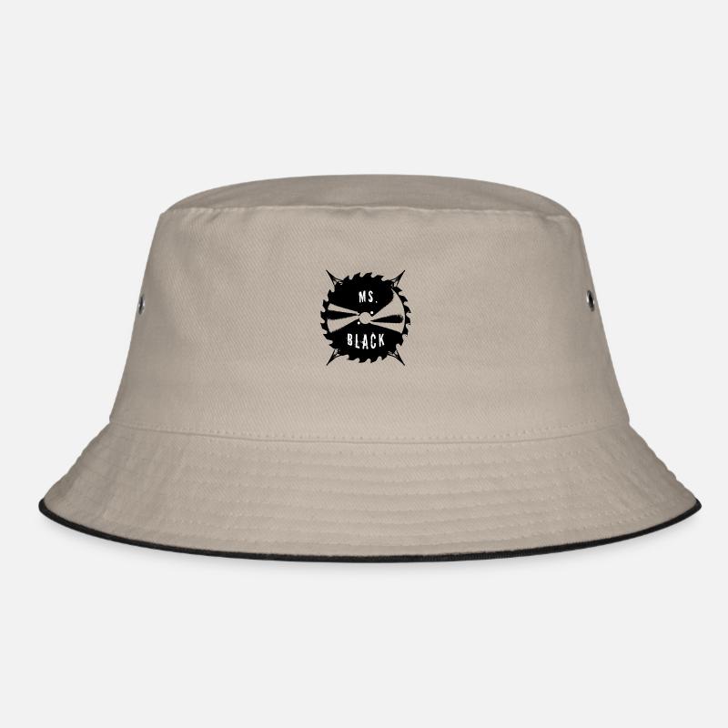 Ms. Black Saw Blade Logo - Bucket Hat - khaki/black
