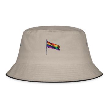 LGBTQ Flagge - Bucket Hat - Khaki/Schwarz - Vorne