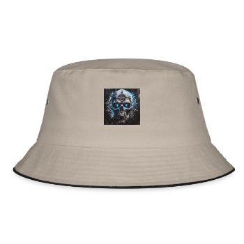 Viking Skull Vikings Skull Valhalla Vegvisir - Bucket Hat - khaki/black - Front