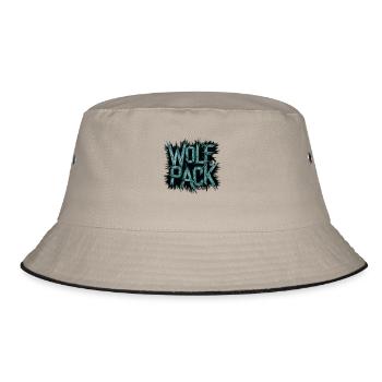 Groomsmen Gifts Bachelor Team Wolf Pack Funny - Bucket Hat - Khaki/Schwarz - Vorne