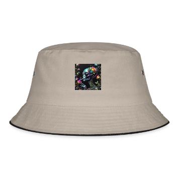 Außerirdisch, Geschenkidee, Fantasie, Rosen, - Bucket Hat - Khaki/Schwarz - Vorne