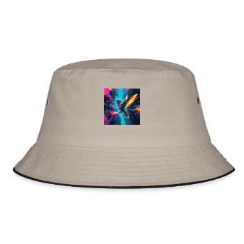 Neon Kolibri - Bucket Hat - Khaki/Schwarz - Vorne