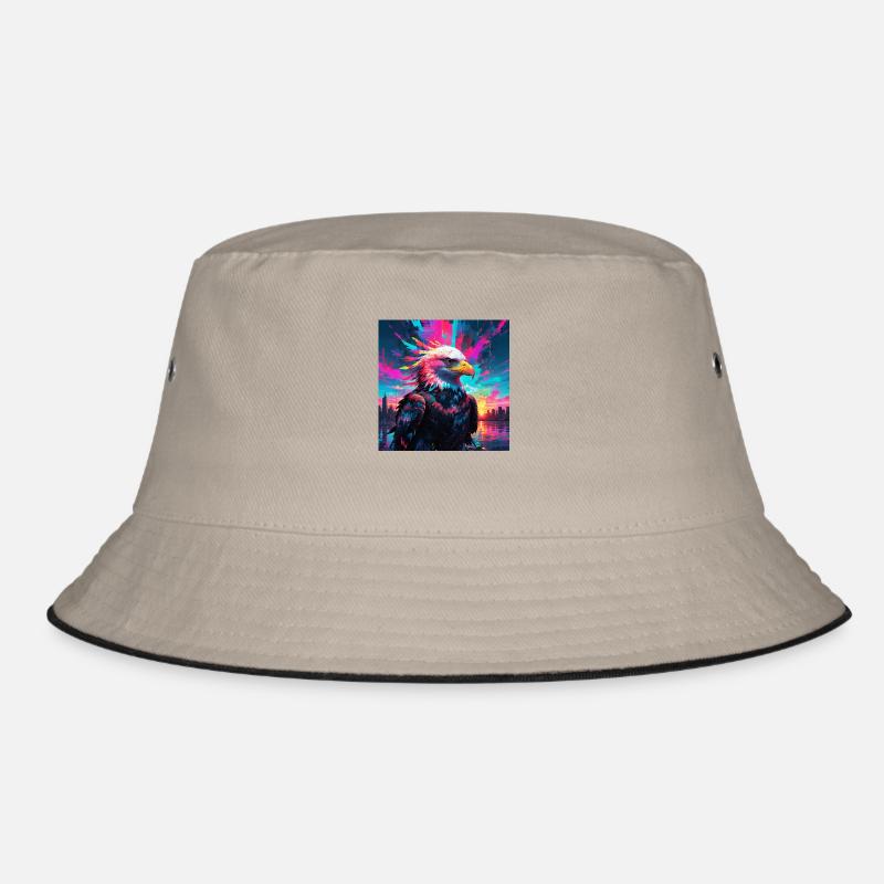 Neon Eagle - Bucket Hat - khaki/black