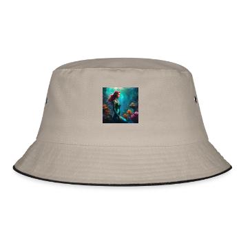 Meerjungfrau - Bucket Hat - Khaki/Schwarz - Vorne