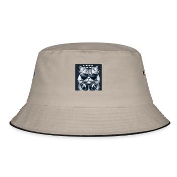 Cool Cat Vibes © 001 - Bucket Hat - Khaki/Schwarz - Vorne