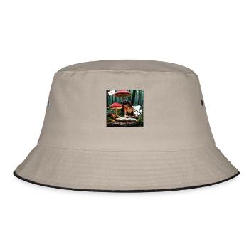 Reading in the magical forest. - Bucket Hat - khaki/black - Front