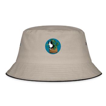 Freche Katze im Blumentopf Blumen Katzenliebhaber - Bucket Hat - Khaki/Schwarz - Vorne