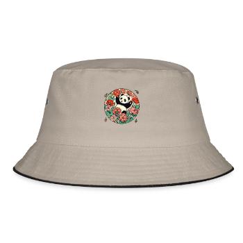 Cute Panda - Bucket Hat - khaki/black - Front