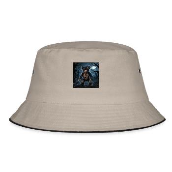 A dark and sinister teddy bear with an evil - Bucket Hat - Khaki/Schwarz - Vorne