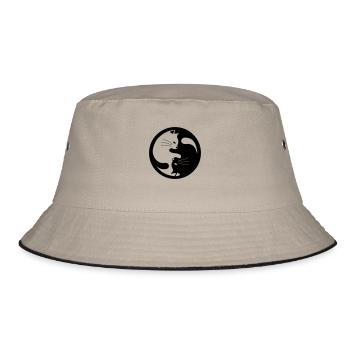 ying yang cats - Bucket Hat - Khaki/Schwarz - Vorne