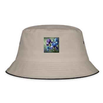 Ästhetische Iris Blumen - Bucket Hat - Khaki/Schwarz - Vorne