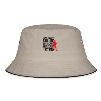 Cooles Eishockey Design mit motivierendem Spruch - Bucket Hat - Khaki/Schwarz - Vorne