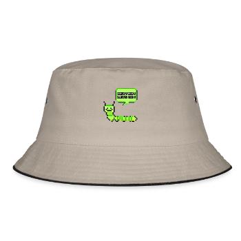 HEY! HO! LETS GO! Pixel Raupe Retroshirt 90er 90s - Bucket Hat - Khaki/Schwarz - Vorne