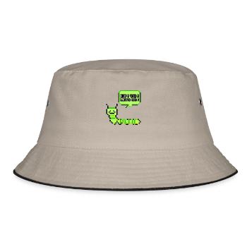 EY! YO! LETS GO! Pixel Raupe Retroshirt 90er 90s - Bucket Hat - Khaki/Schwarz - Vorne