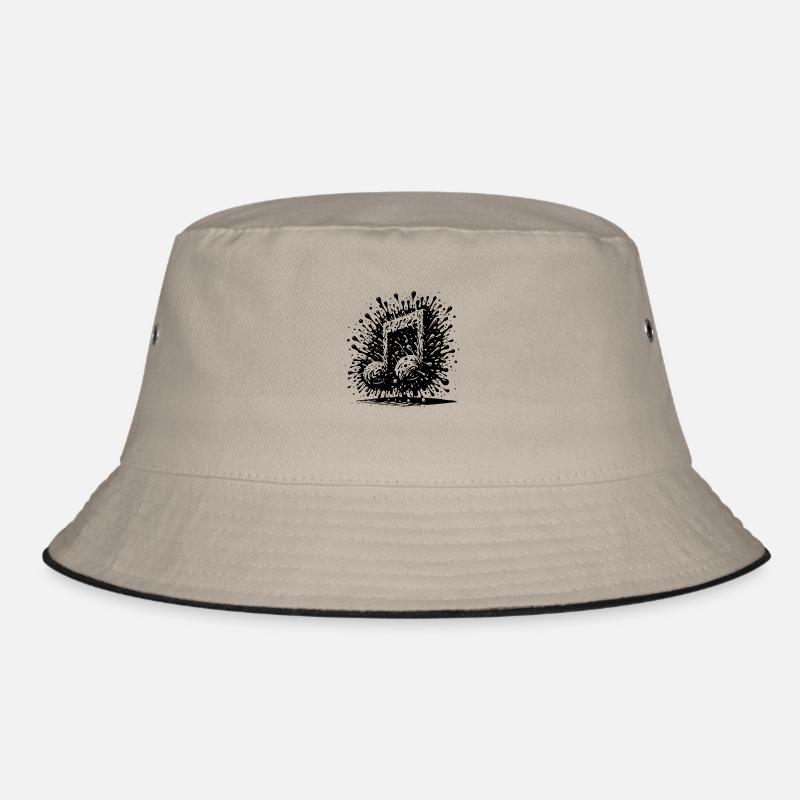 Schwebende Splash Musik Note Tattoo Style - Bucket Hat - Khaki/Schwarz