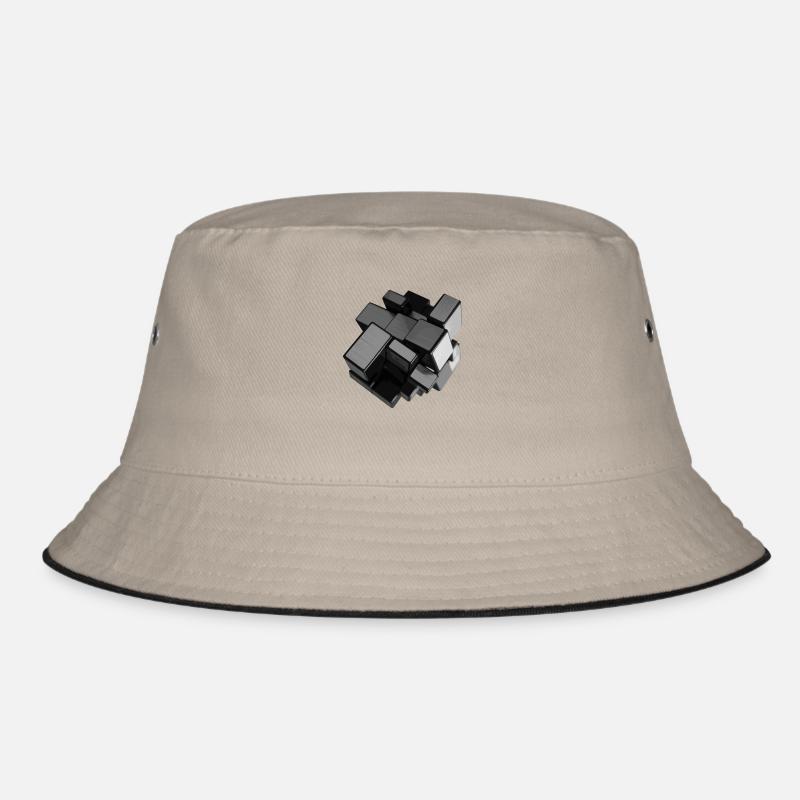 Silver-grey unstructured cube in perspective Bucket Hat
