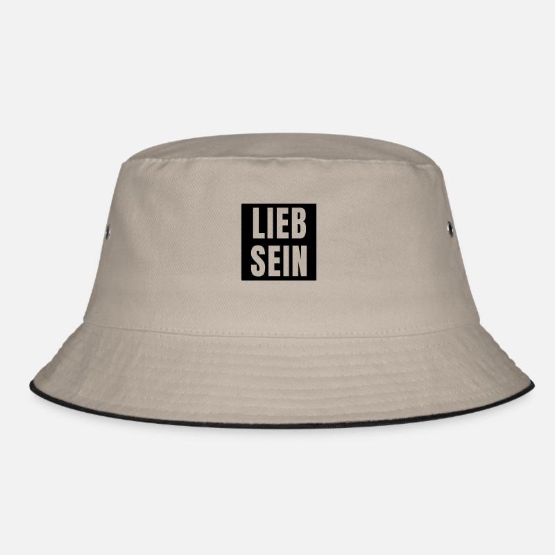 Lieb sein Schriftzug einfach love nice - Bucket Hat - Khaki/Schwarz
