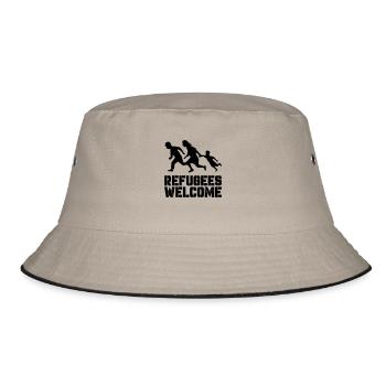 Refugees Welcome - Bucket Hat - khaki/black - Front