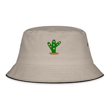 Glowing cactus - Bucket Hat - Khaki/Schwarz - Vorne