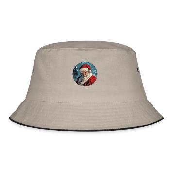 Strenger Santa: Weihnachtszeit mit Stil - Bucket Hat - Khaki/Schwarz - Vorne