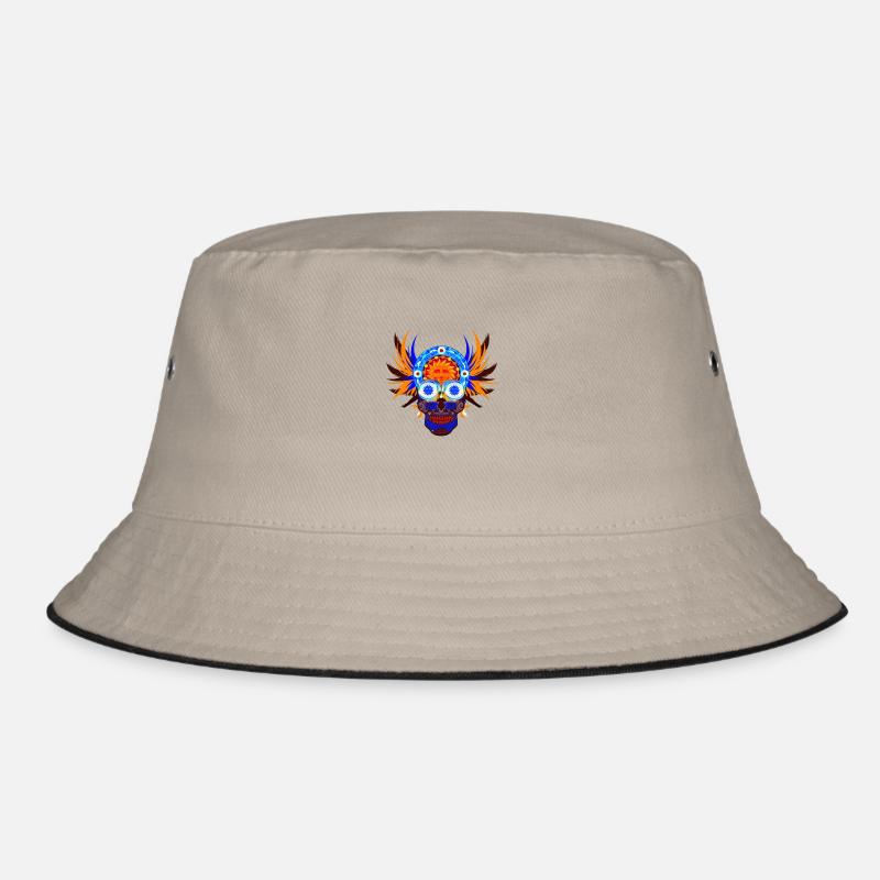 Schädel 15 - Bucket Hat - Khaki/Schwarz