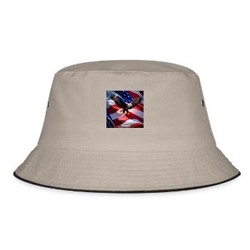 Weißkopfseeadler streift über eine Amerikanischen - Bucket Hat - Khaki/Schwarz - Vorne
