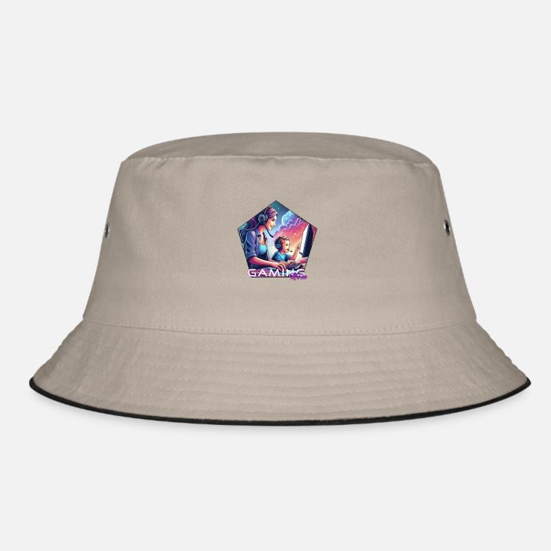 Gaming MumEmblem Schriftzug - Bucket Hat - Khaki/Schwarz