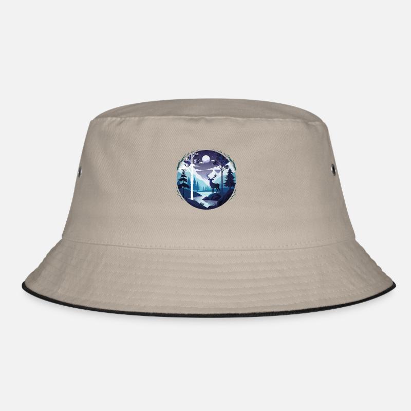 Hirsch Silhouette - Bucket Hat - Khaki/Schwarz