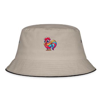 hahn gockel - Bucket Hat - Khaki/Schwarz - Vorne