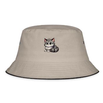 Norwegische Waldkatze Baby - Bucket Hat - Khaki/Schwarz - Vorne