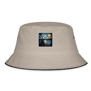 Fishing Angler Van Gogh - Bucket Hat - khaki/black - Front