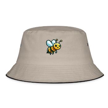 biene cartoon - Bucket Hat - Khaki/Schwarz - Vorne