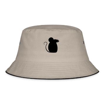 Maus Mäuschen Süße Kleine Ratte Nager Silhouette - Bucket Hat - Khaki/Schwarz - Vorne