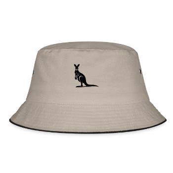 Elegant kangaroo silhouette stylized animal motif - Bucket Hat - khaki/black - Front