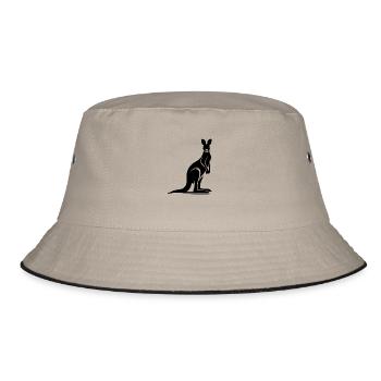 Wild animal silhouette with typical kangaroo pose - Bucket Hat - khaki/black - Front