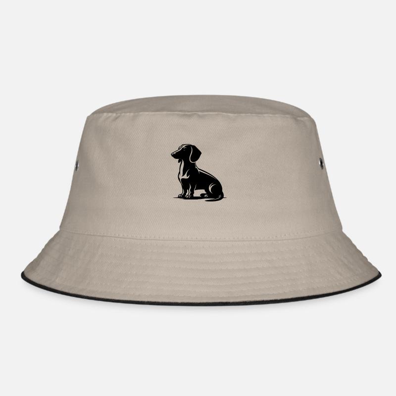 Treuer Dackel stilvolle Jagdhund Hundesilhouette Bucket Hat