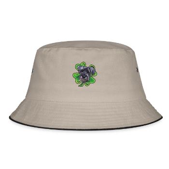 Middle Schnauzer with Shamrock - Bucket Hat - khaki/black - Front