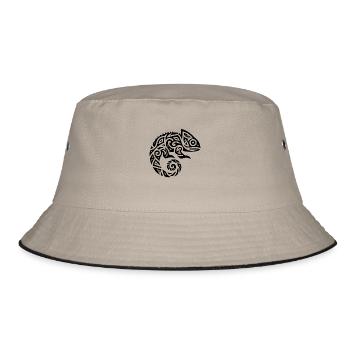 Niedliche Chamäleon Tattoo Verkleidung - Bucket Hat - Khaki/Schwarz - Vorne