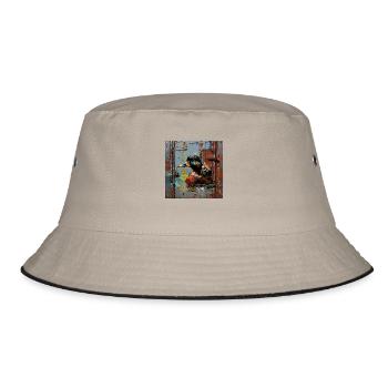 Graffiti Floating Mallard Rusty Background - Bucket Hat - khaki/black - Front