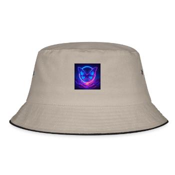 Neon Print Butterfly - Bucket Hat - Khaki/Schwarz - Vorne