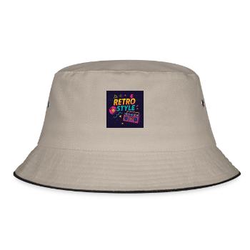 Retro Style – Mixtape Edition - Bucket Hat - Khaki/Schwarz - Vorne