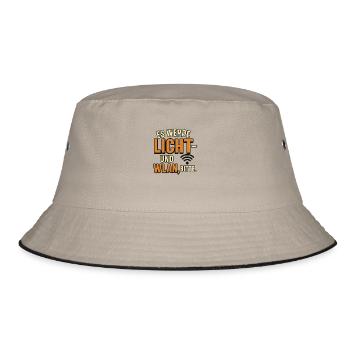 Es werde Licht und WLAN bitte - Bucket Hat - Khaki/Schwarz - Vorne